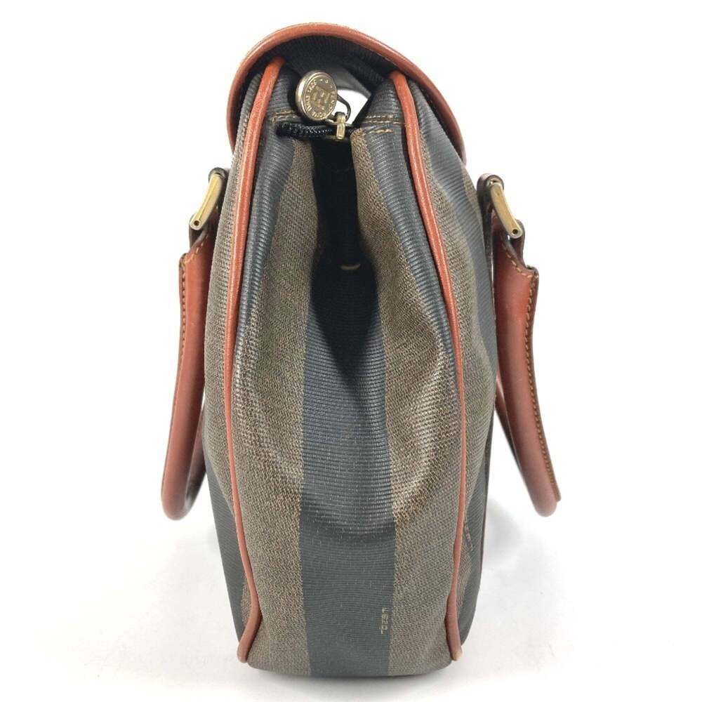 FENDI Vintage Logo Pecan Tote Bag, Flap Handbag, Leather, Men's & Women's, Khaki - Picture 4 of 16